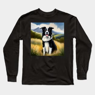 Border Collie in the Countryside Long Sleeve T-Shirt